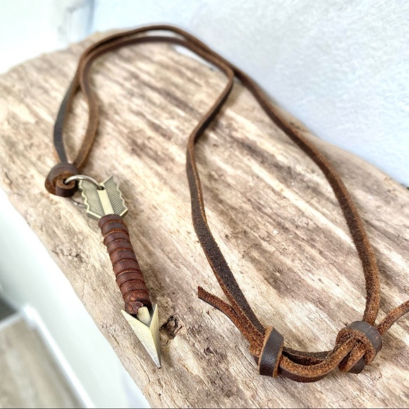 BeyouShop Other - WESTERN/native leather adjustable arrow necklace w Country/Aztec vibe